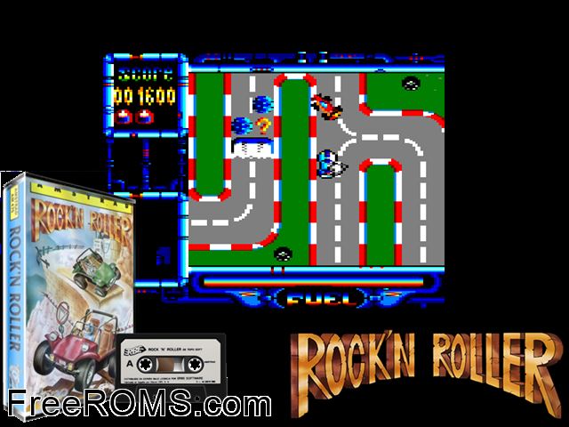 Rock and Roller (S) (1988) [a1] Amstrad CPC game showing 3D box cover and gameplay screenshot